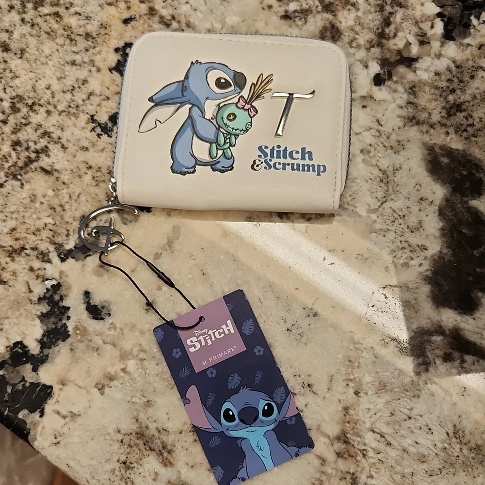 Disney Stitch wallet with letter T scrump NWT Primark Disney coin zip wallet